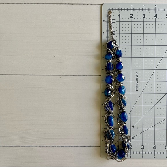 NAKAMOL Grungy Style Blue Chunky faceted Semi-Precious Stones Mixed Metal Chains - Picture 12 of 12